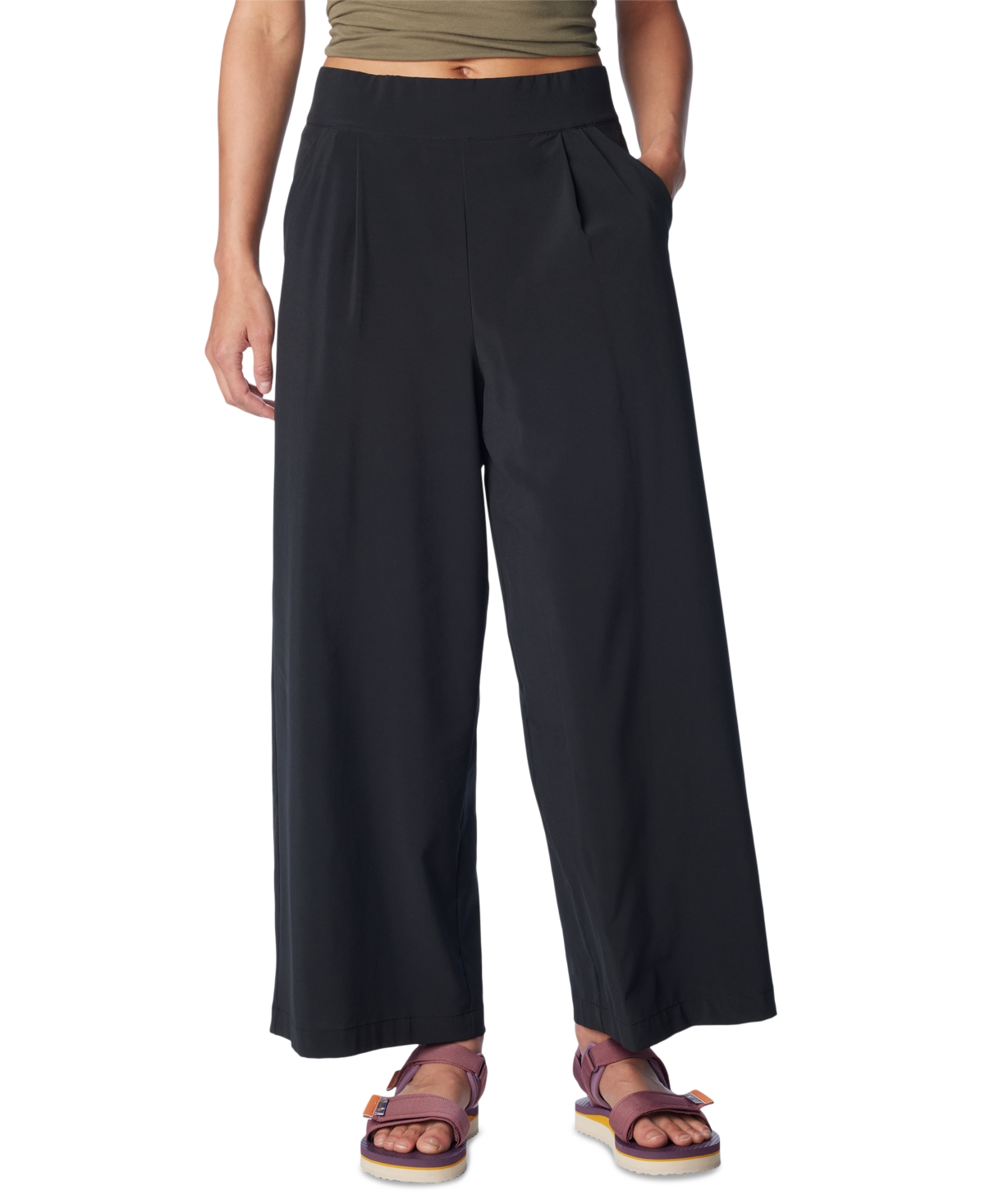 Women's Solid Anytime Wide-Leg Pull-On Pants - Dark Sapphire