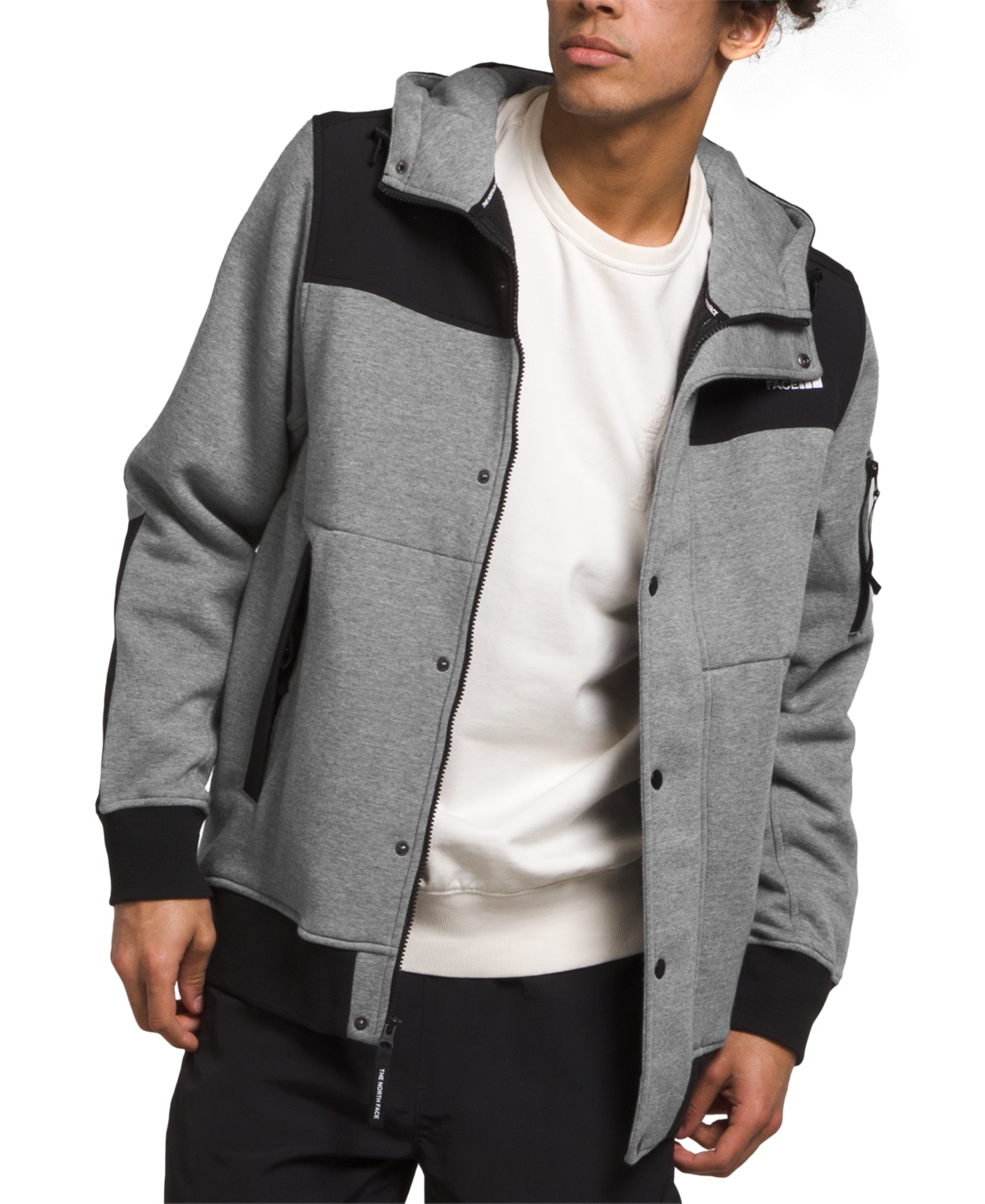 Men's Highrail Standard-fit Hooded Fleece Jacket In Tnf Medium Grey  Heather,tnf Black