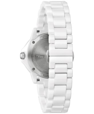 Women's Marine Star Marc Anthony Series A Diamond Accent White Ceramic Bracelet Watch 36mm