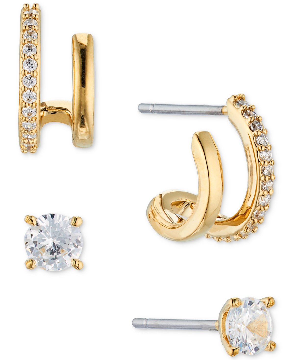 Ava Nadri Gold-tone 2-pc. Set Cubic Zirconia Hoop & Stud Earrings