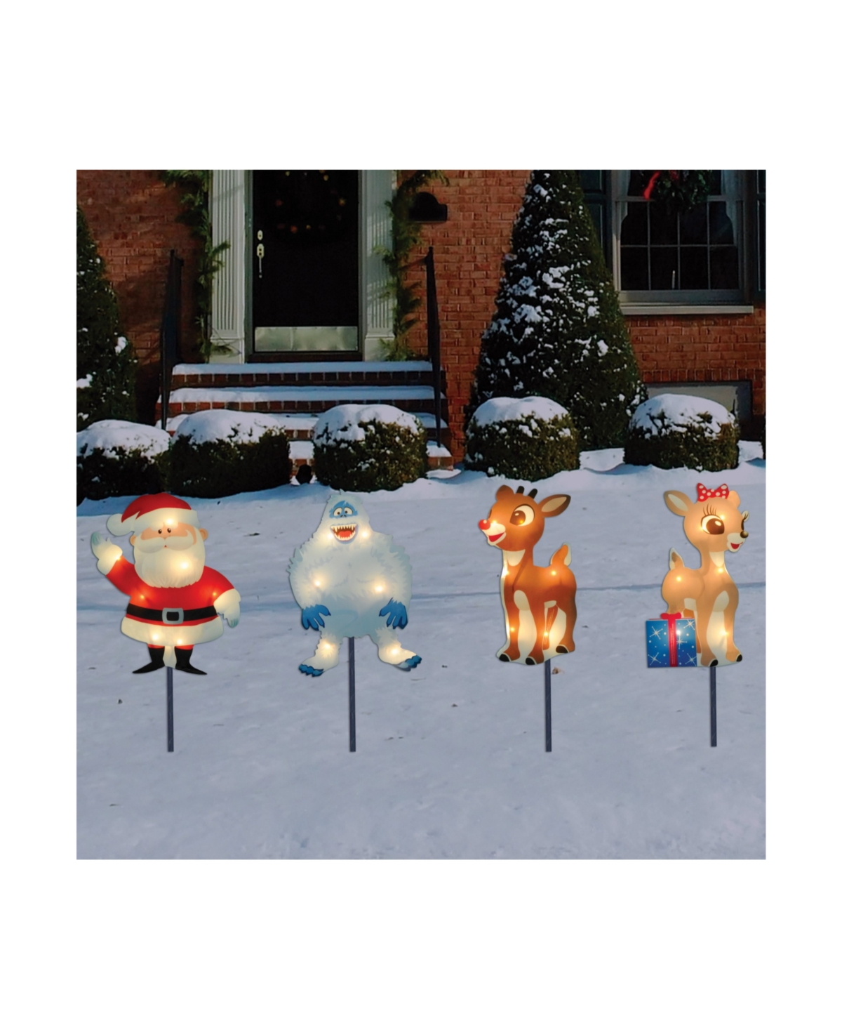 Northlight Set Of 4 Lighted Rudolph And Friends Christmas Pathway Markers In Blue