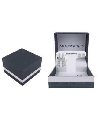 Crystal Hoop and Cubic Zirconia Stud Earring Set