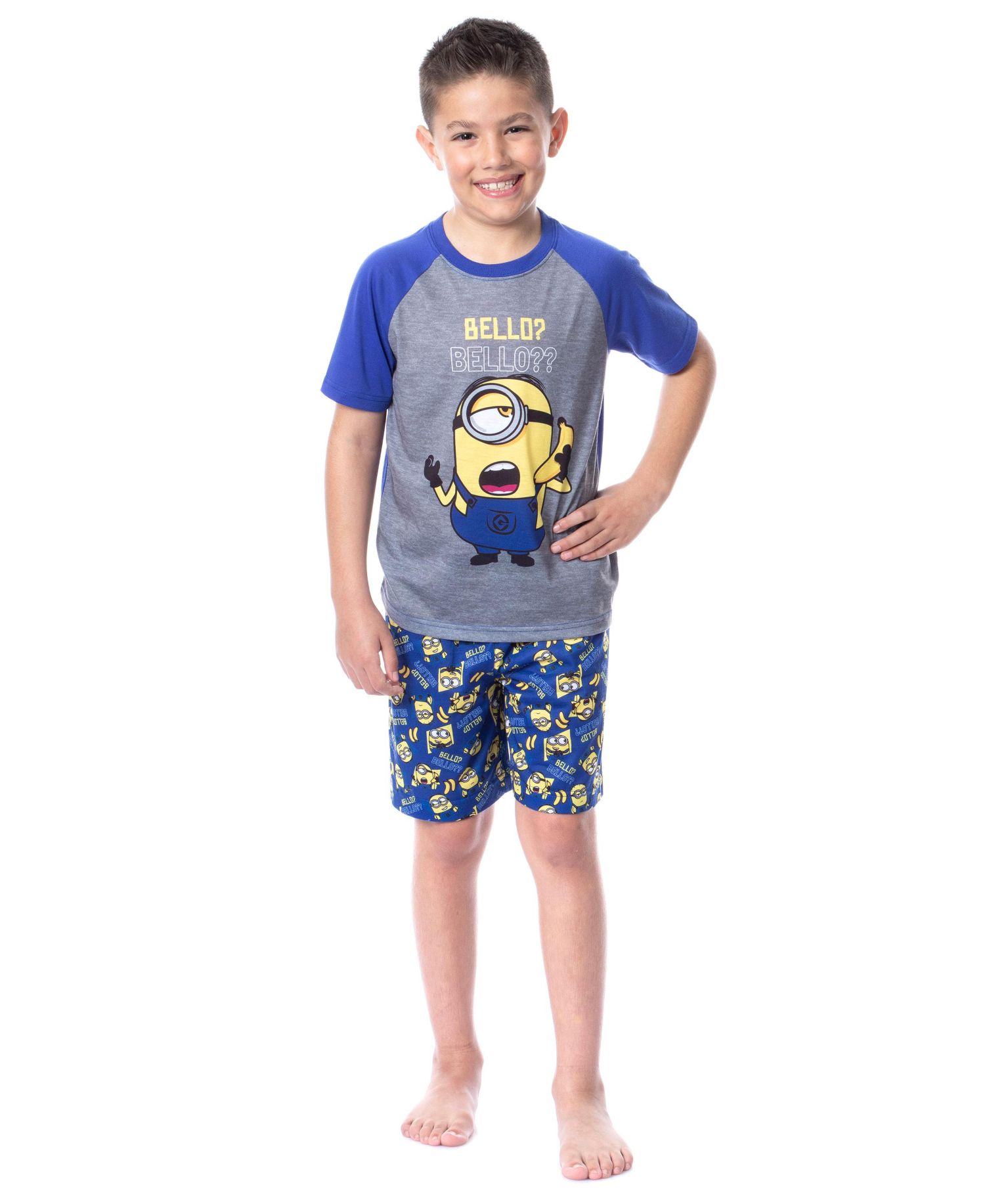 Boys' Minions Bello? Raglan 2-Piece Kids Pajama Short Set
