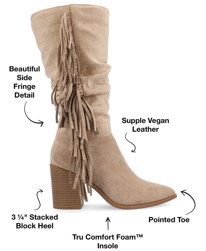 Journee Collection Women's Hartly Extra Wide Calf Western Fringe Boots