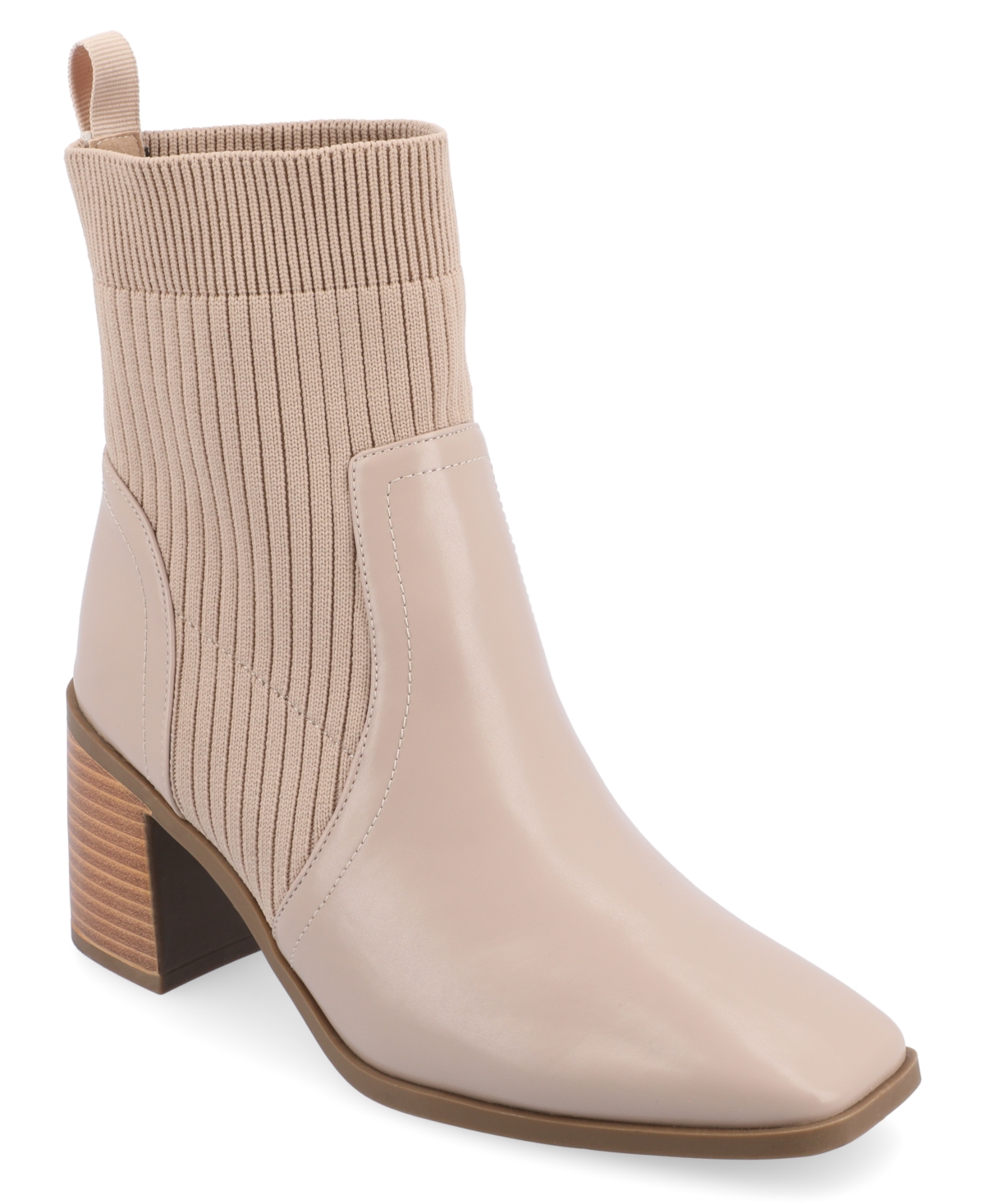 Shop Journee Collection Women's Harlowe Tru Comfort Foam Chelsea Knit And Faux Leather Boots In Taupe