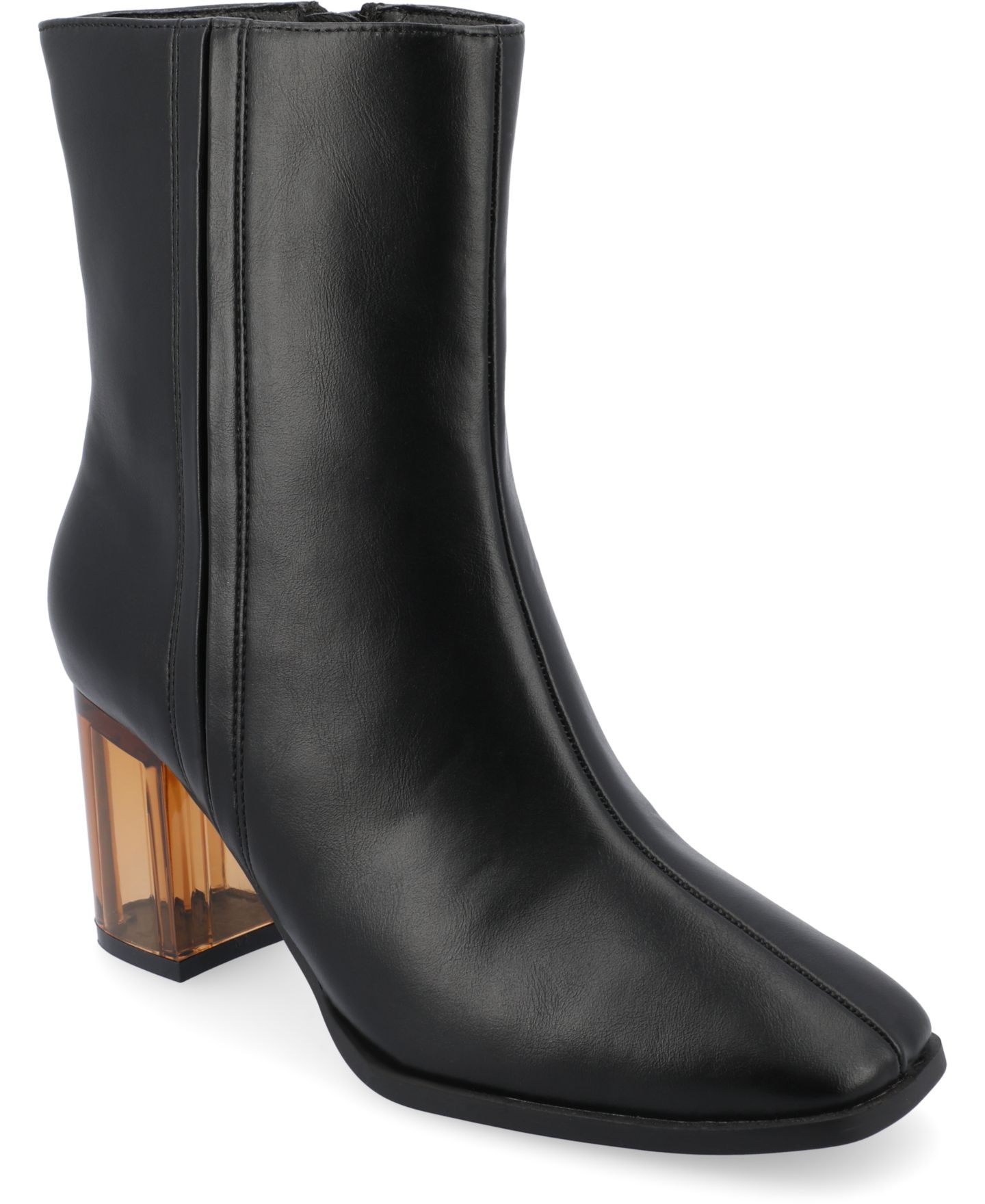 Женские ботинки Journee Collection Clearie Transparent Heel Square Toe, цвет: Чёрный — фото 1