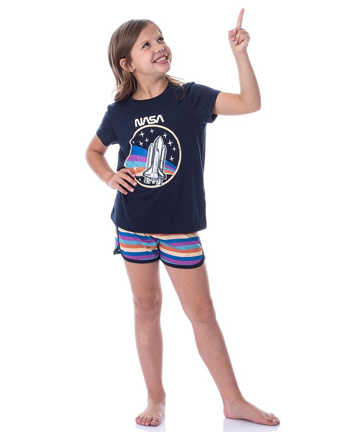 NASA Girls Retro Stripes Rocket Sleep Pajama Set - Macy's