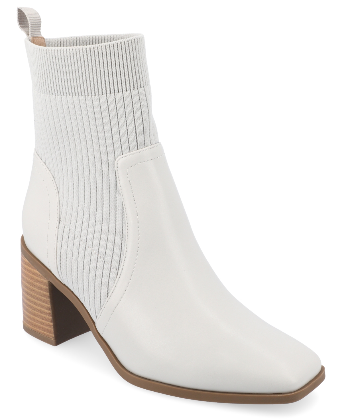 Journee Collection Women's Harlowe Tru Comfort Foam Chelsea Knit And Faux Leather Boots In White