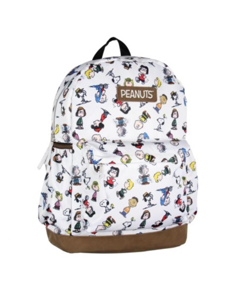 Рюкзак Peanuts Snoopy Charlie Brown Sally Linus Cute School Travel With Faux Leather Bottom 16"