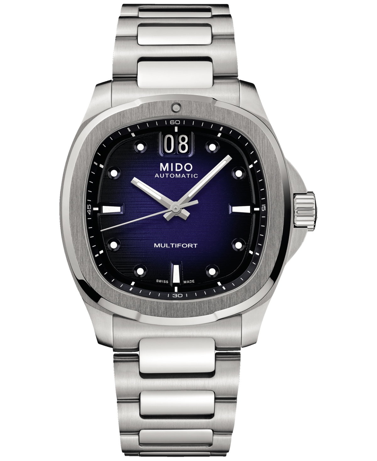 Mido Men's Swiss Automatic Multifort Stainless Steel Bracelet Watch 41mm In Blue