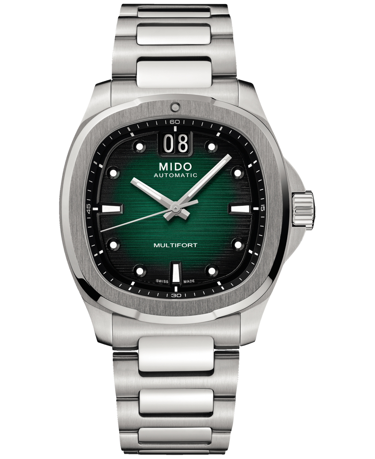 Mido Men's Swiss Automatic Multifort Stainless Steel Bracelet Watch 41mm In Green