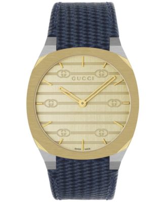 Gucci Women's Swiss 25H Blue Leather Strap Watch 34mm