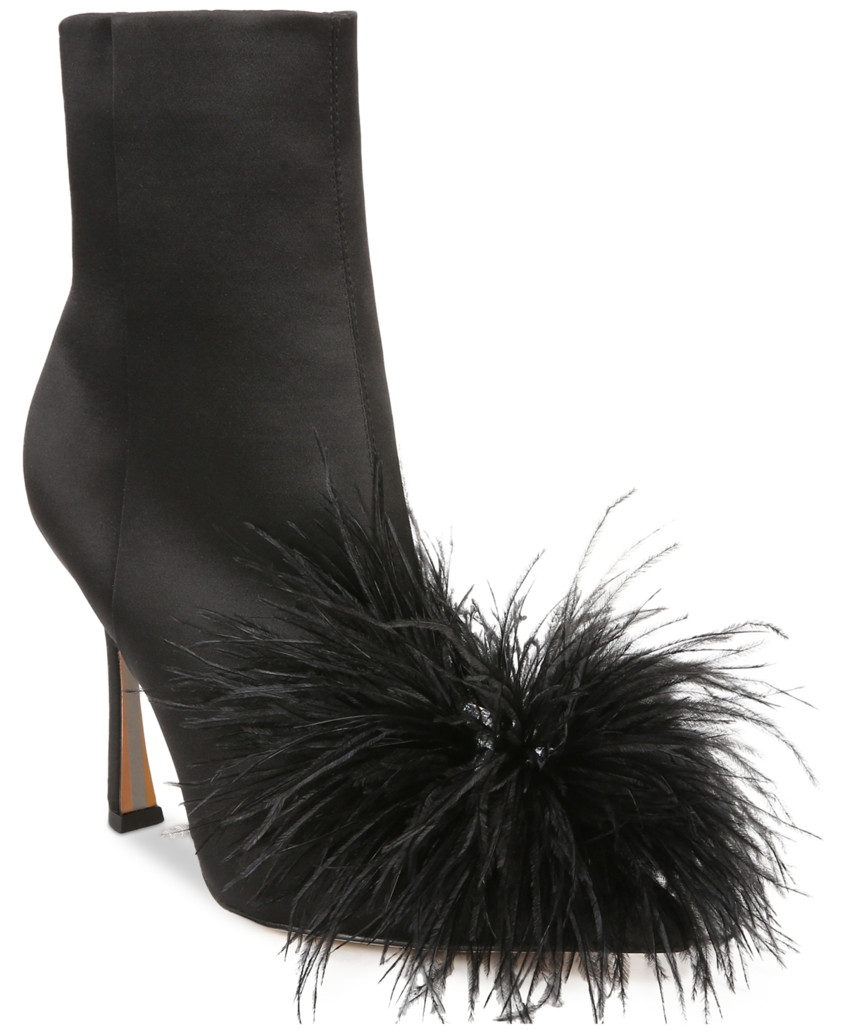 Shop Sam Edelman Women's Ency Feather Dress Booties In Black Satin