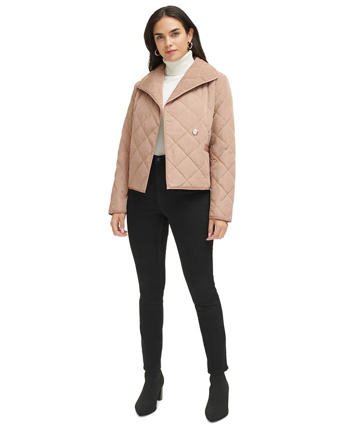 Calvin Klein Women s Quilted Wrap Front Jacket Macy s