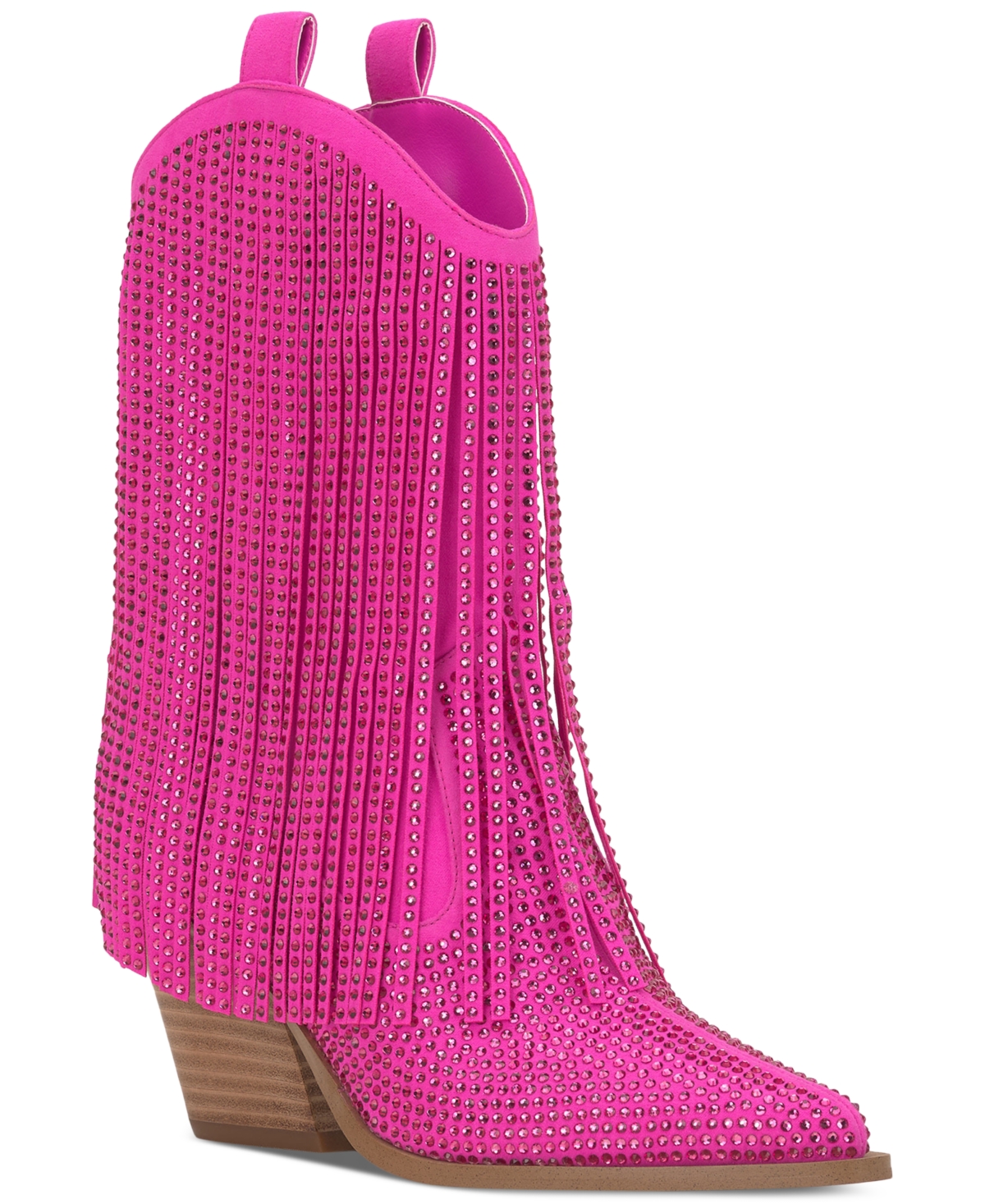 Jessica Simpson Women's Paredisa Fringe Cowboy Booties In Valley Pink Faux Suede