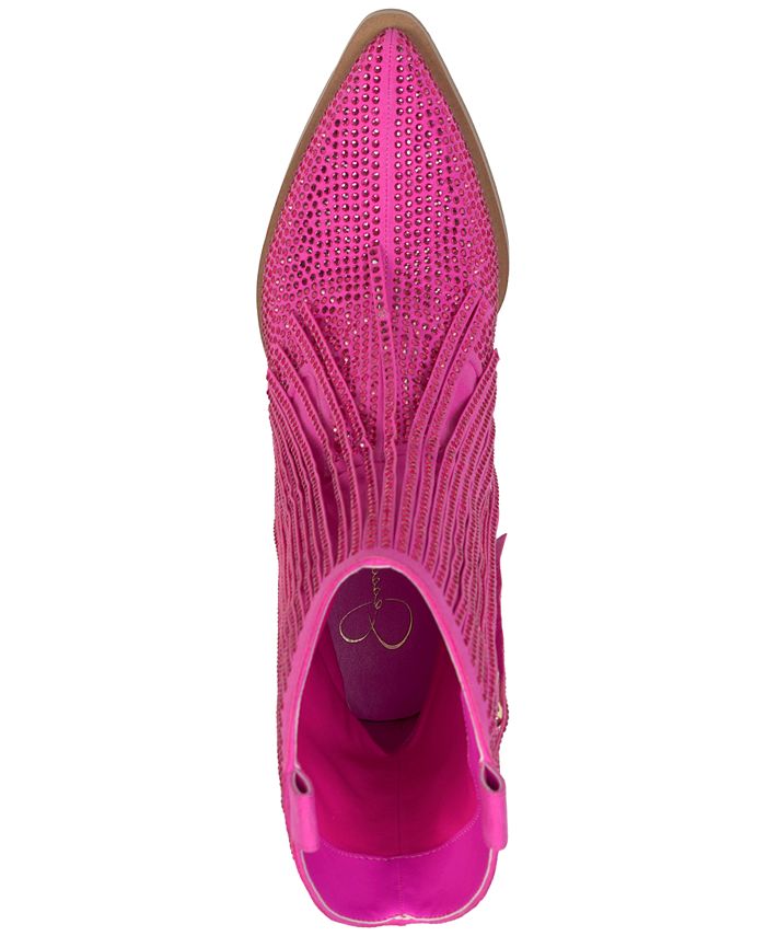 Hot pink fringe booties store