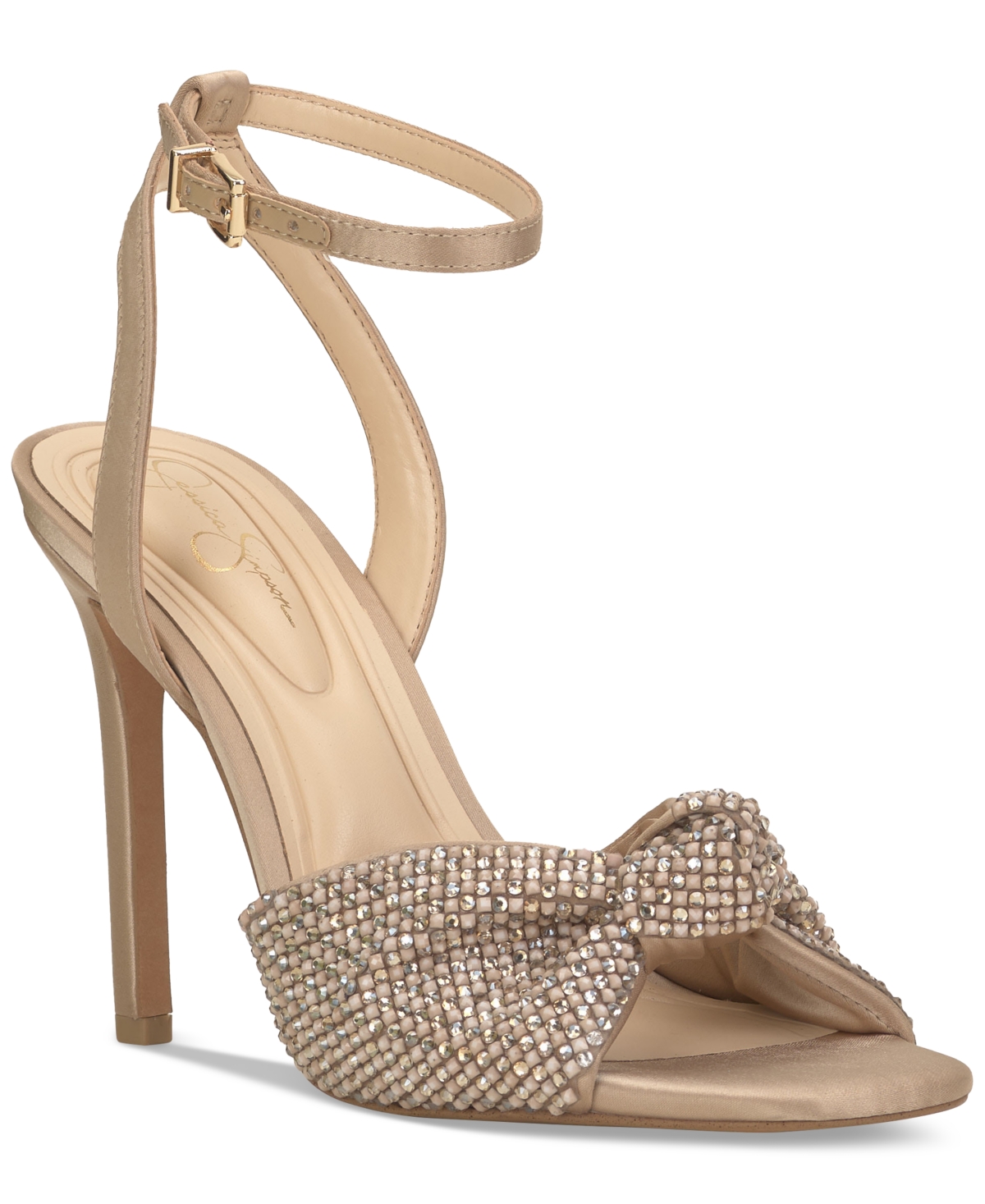 Shop Jessica Simpson Women's Ohela Ankle-strap Dress Sandals In Champagne Satin