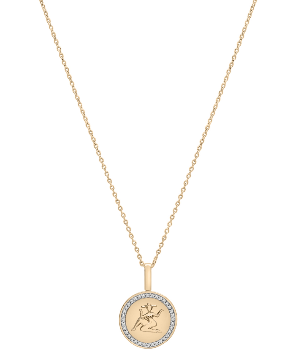 Diamond Libra Disc 18" Pendant Necklace (1/10 ct. t.w.) in Gold Vermeil, Created for Macy's - Gold Vermeil