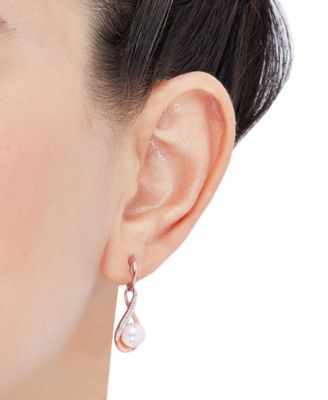 Cultured Freshwater Pearl (7mm) and Diamond (1/10 ct. t.w.) Drop Earrings in 14K Gold