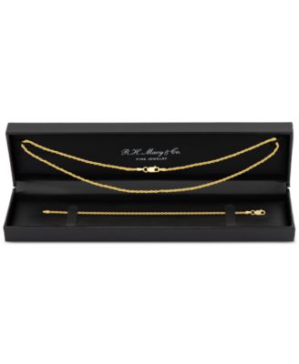 Italian Silver 2-Pc. Set Polished Rope Link Collar Necklace & Matching Bracelet