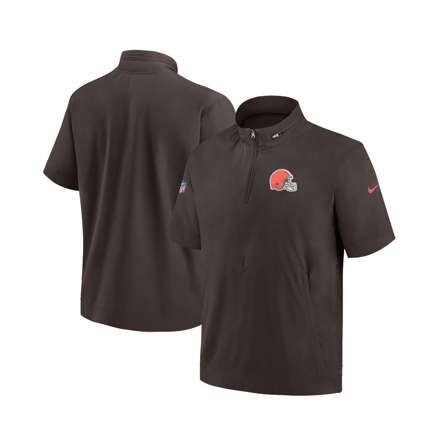 Мужская куртка Nike Brown Cleveland Browns Sideline Coach Short Sleeve Quarter-Zip — фото 2