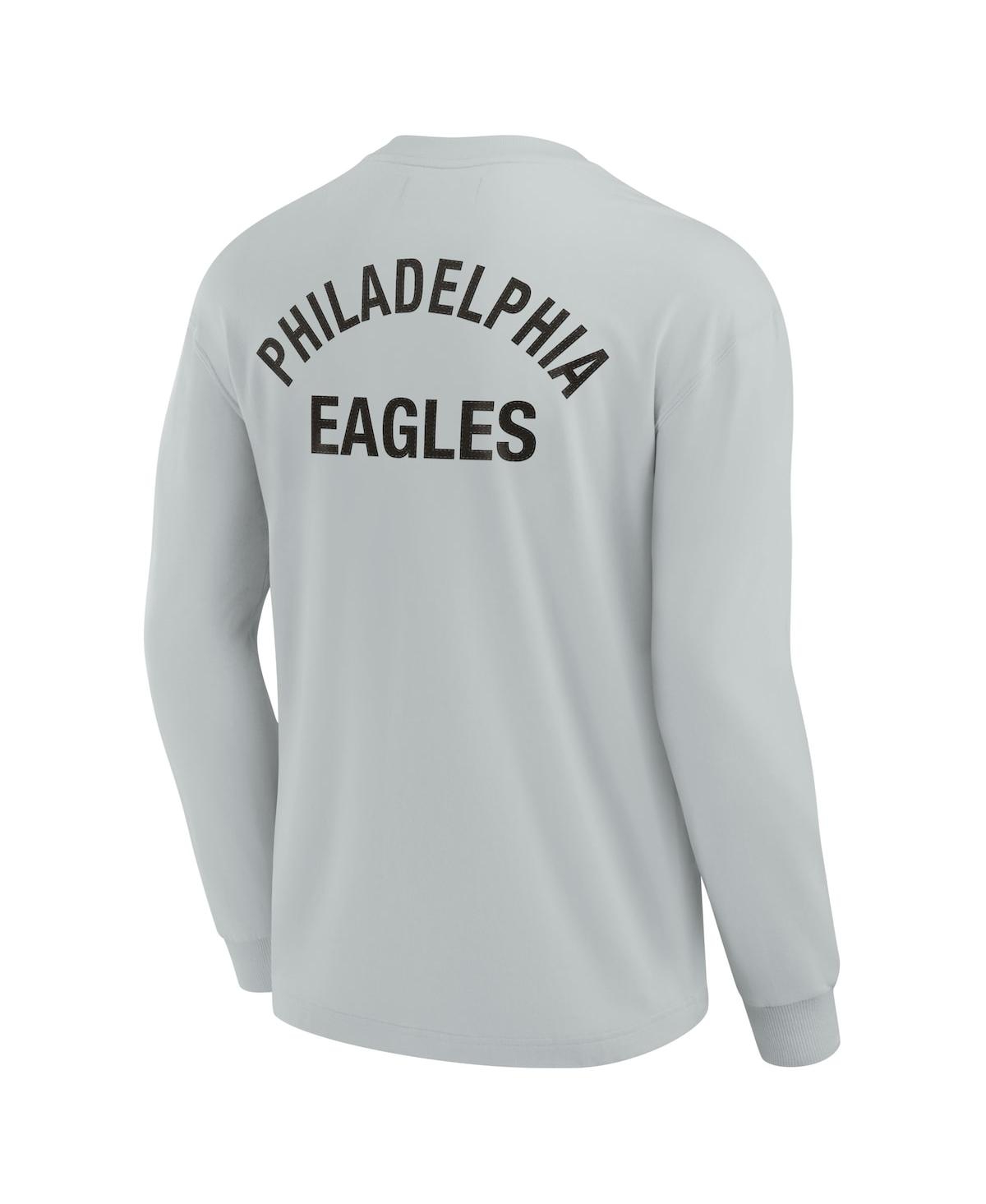 Shop Fanatics Signature Men's And Women's  Gray Philadelphia Eagles Super Soft Long Sleeve T-shirt
