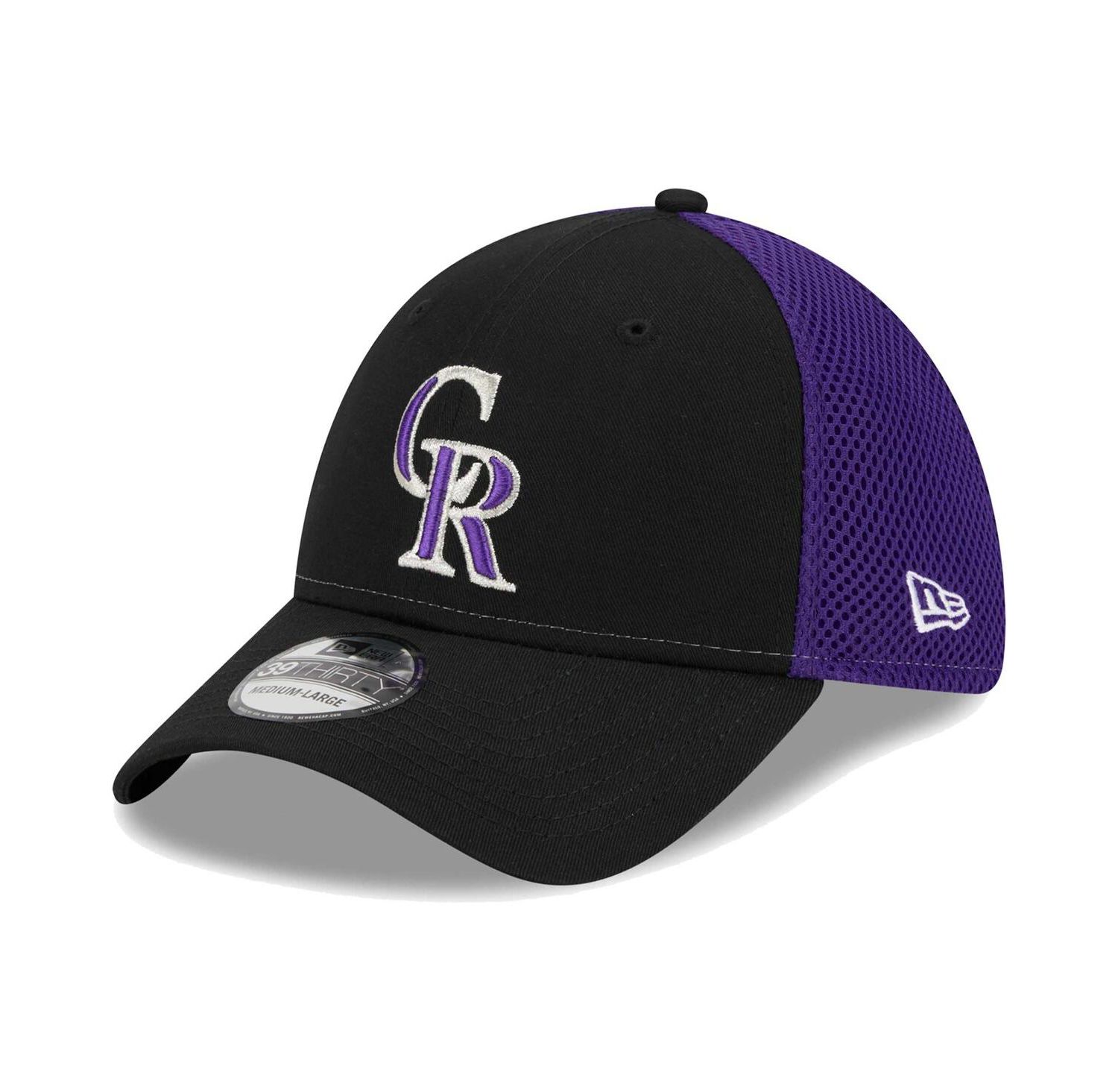 Men's Black Colorado Rockies Team Neo 39THIRTY Flex Hat
