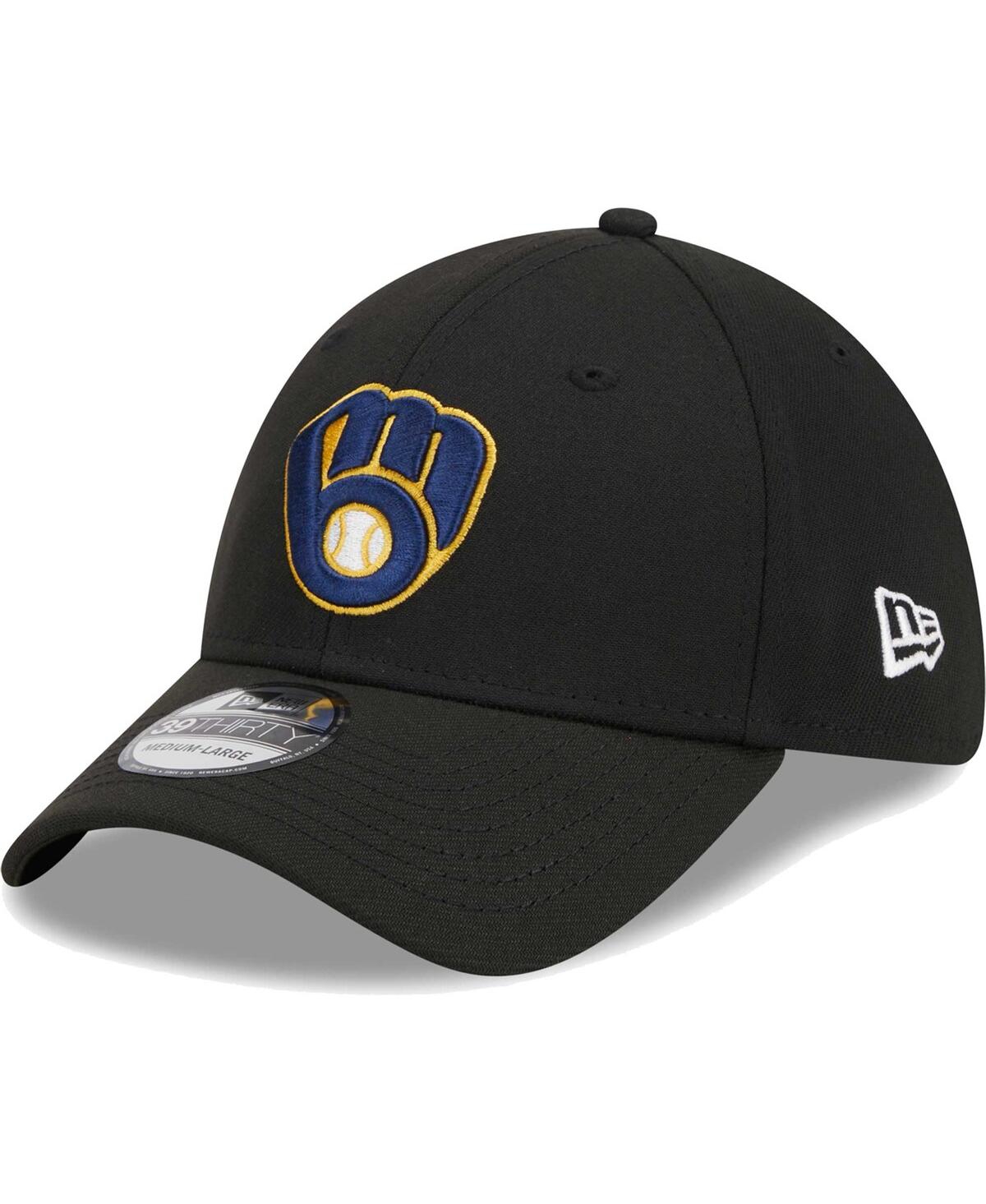 Men's New EraMilwaukee Brewers Logo 39THIRTY Flex Hat - Black