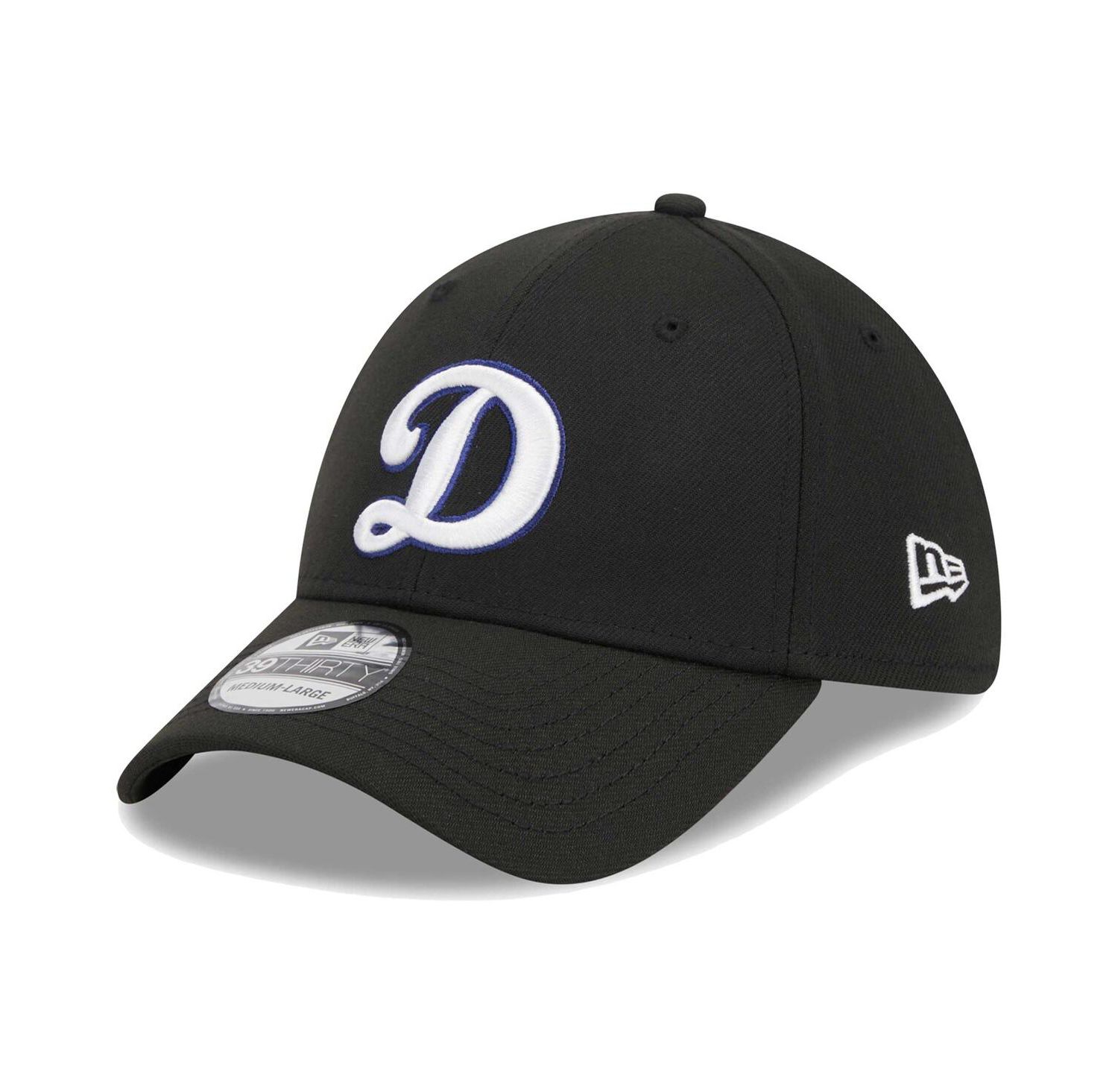 Men's Black Los Angeles Dodgers Logo 39THIRTY Flex Hat