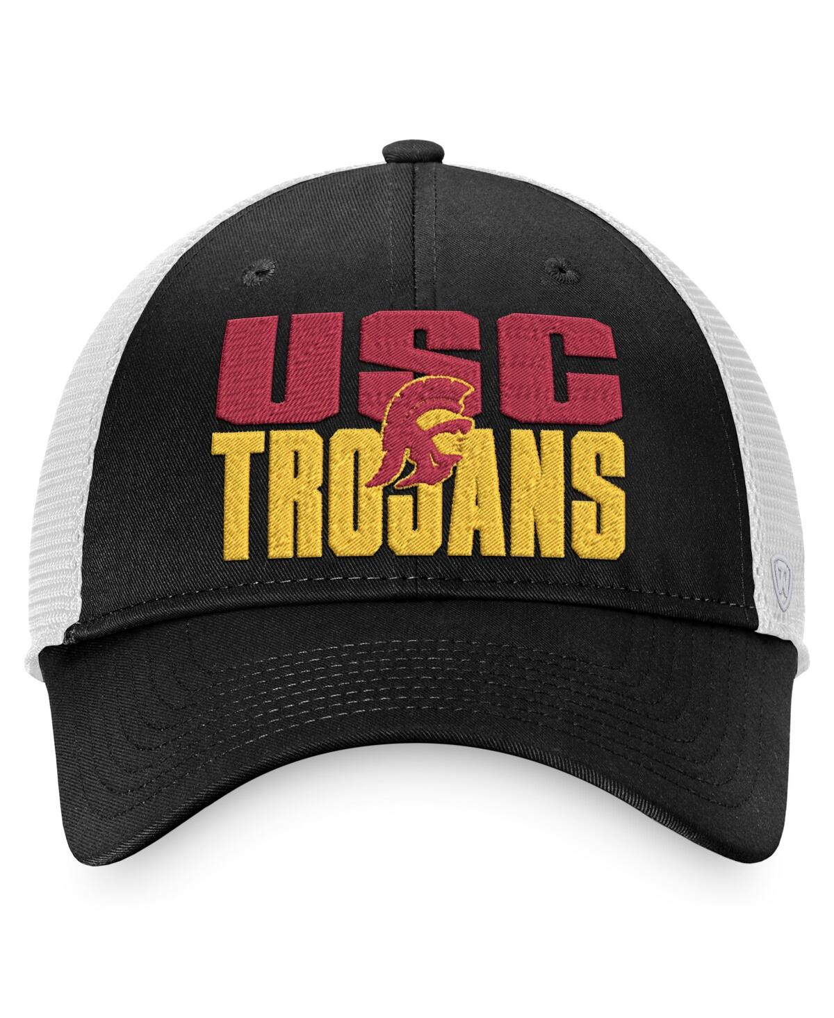 Top Of The World Men's  Black, White Usc Trojans Stockpile Trucker Snapback Hat In Black,white