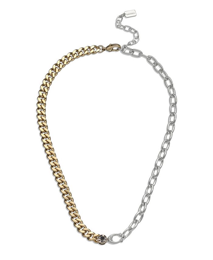 COACH Faux Stone Signature Mixed Sculpted C Chain Necklace - Macy's