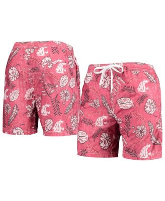 Men's Crimson Washington State Cougars Vintage-Like Floral Swim Trunks