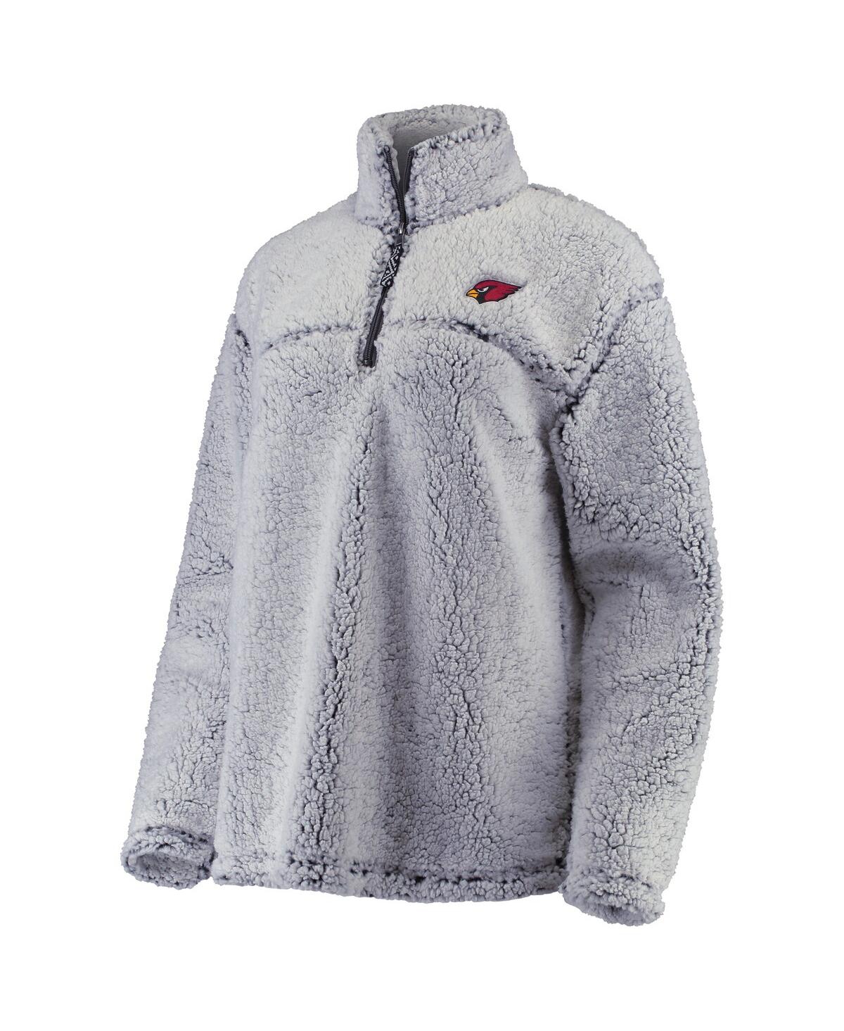 G-III 4HER BY CARL BANKS WOMEN'S G-III 4HER BY CARL BANKS GRAY ARIZONA CARDINALS SHERPA QUARTER-ZIP PULLOVER JACKET 