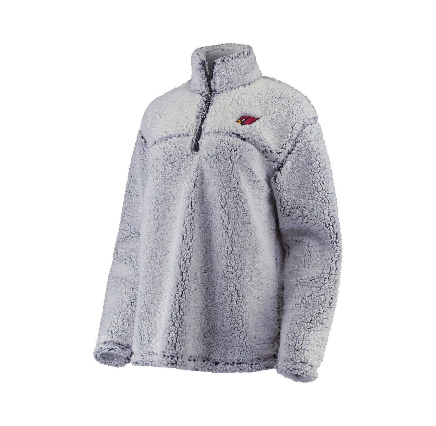 Women's Gray Arizona Cardinals Sherpa Quarter-Zip Pullover Jacket
