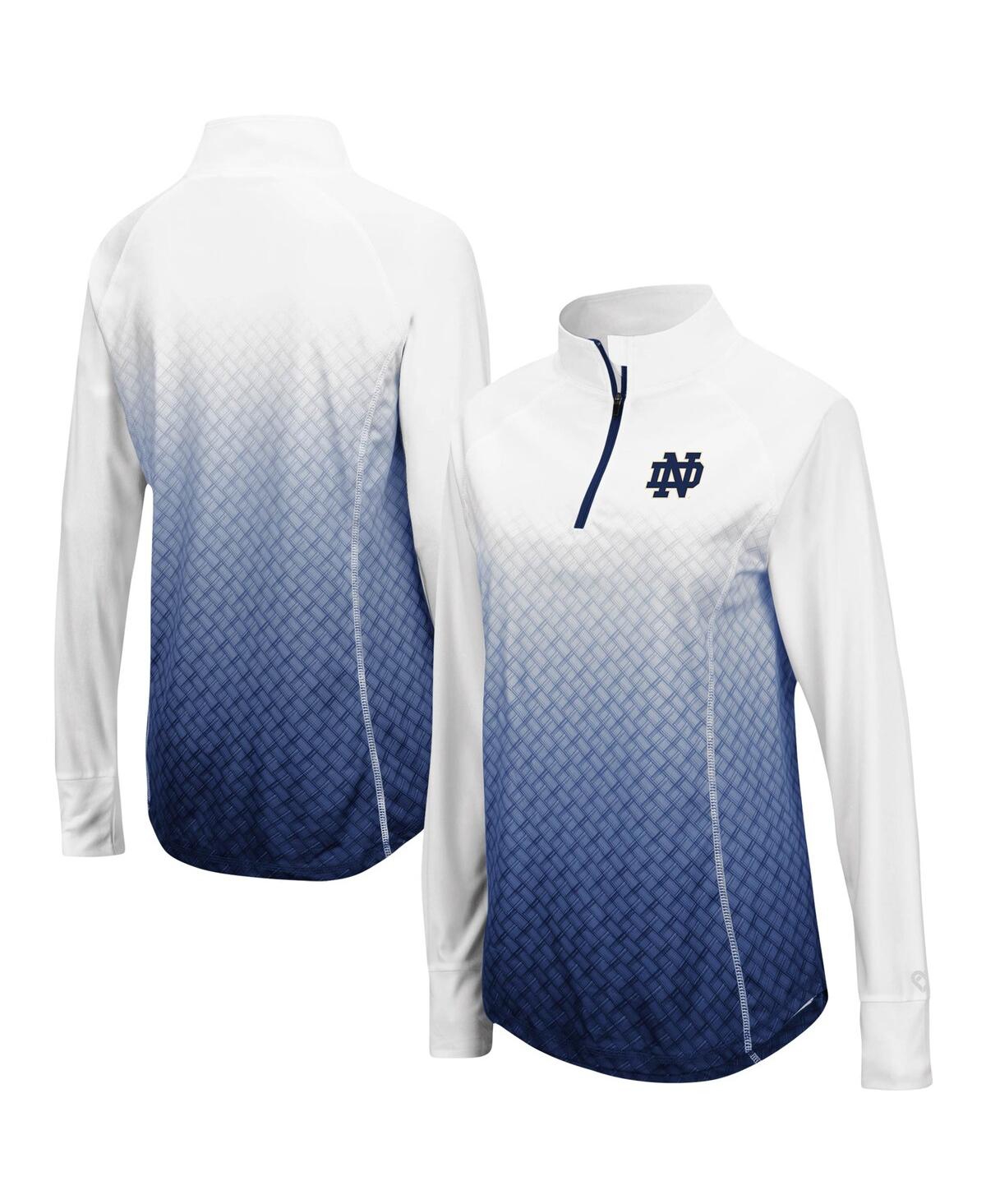 Colosseum Women's  White, Navy Notre Dame Fighting Irish Magic Ombre Lightweight Fitted Quarter-zip L In White,navy