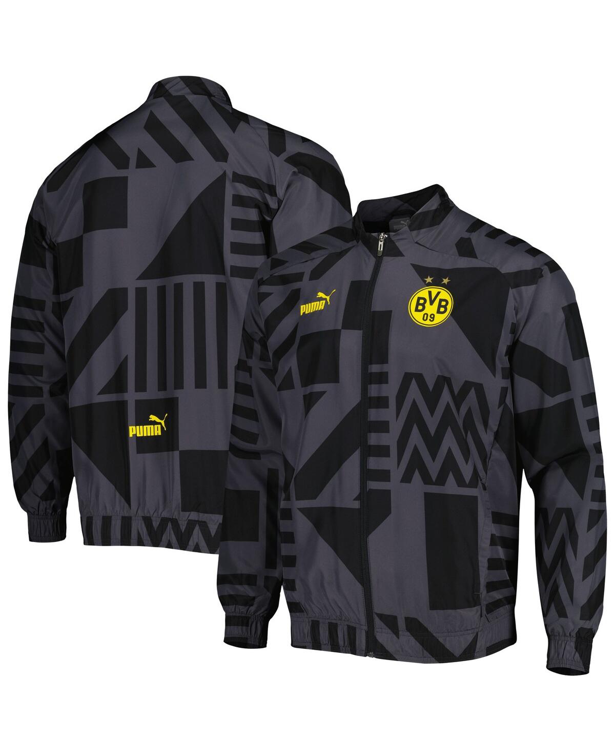 Shop Puma Men's  Black Borussia Dortmund Pre-match Raglan Full-zip Training Jacket