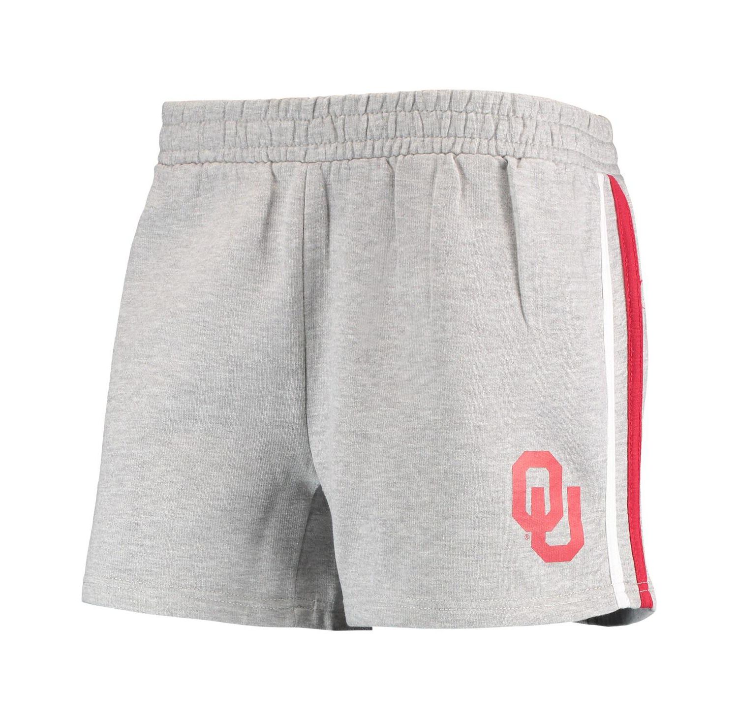Women's Heathered Gray Oklahoma Sooners Plus Size 2-Stripes Shorts