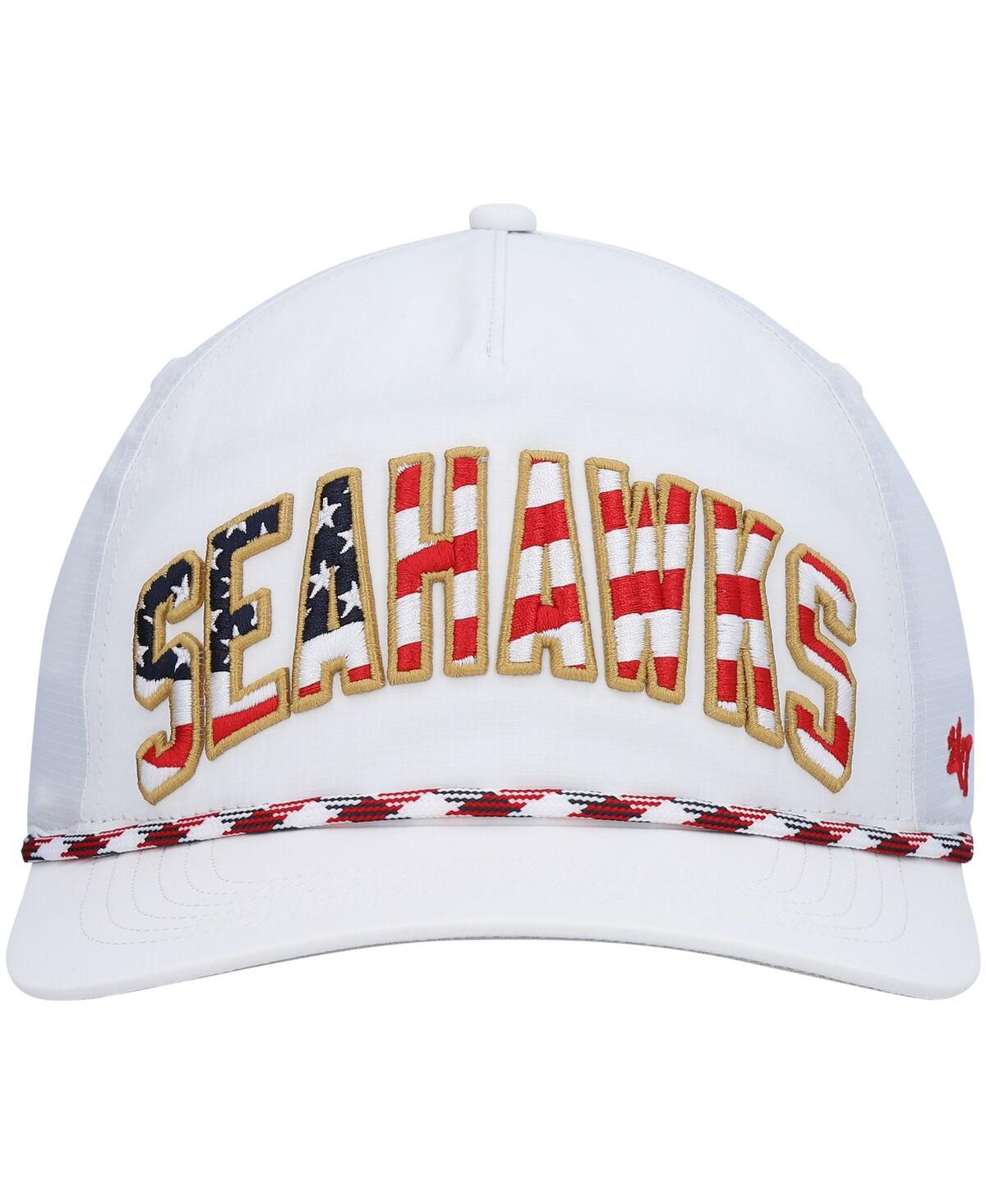 Men's '47 BrandSeattle Seahawks Hitch Stars and Stripes Trucker Adjustable Hat - White