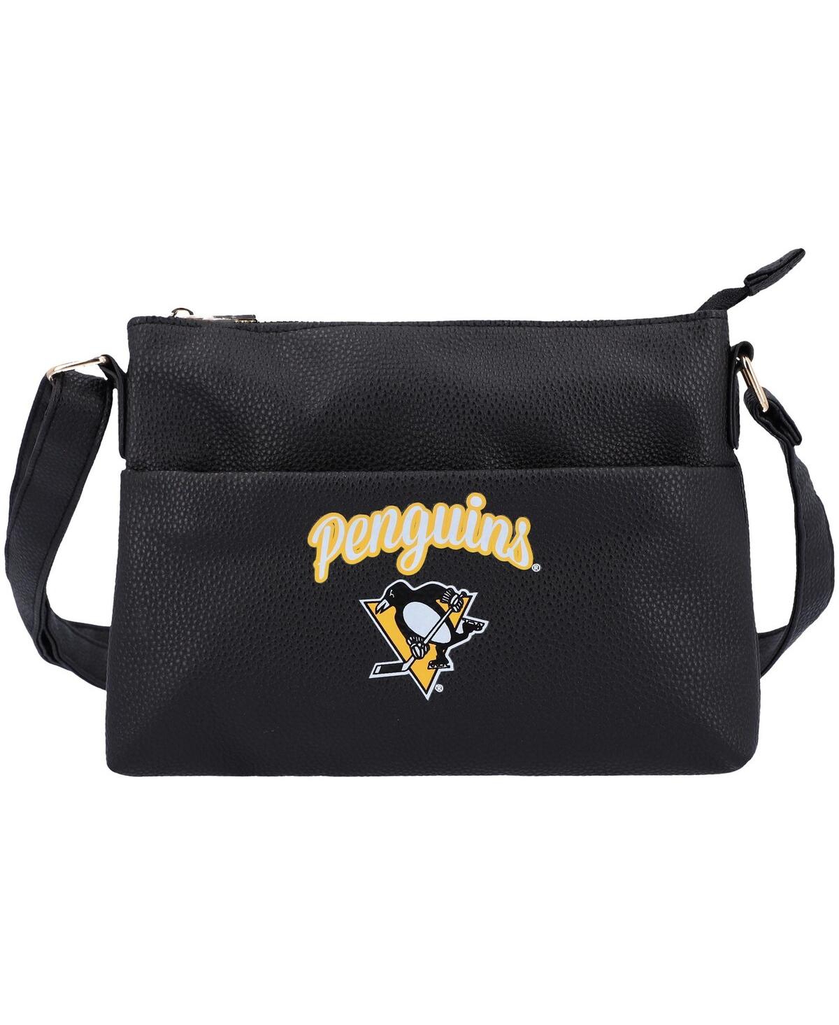 Shop Foco Women's  Pittsburgh Penguins Logo Script Crossbody Handbag In Black