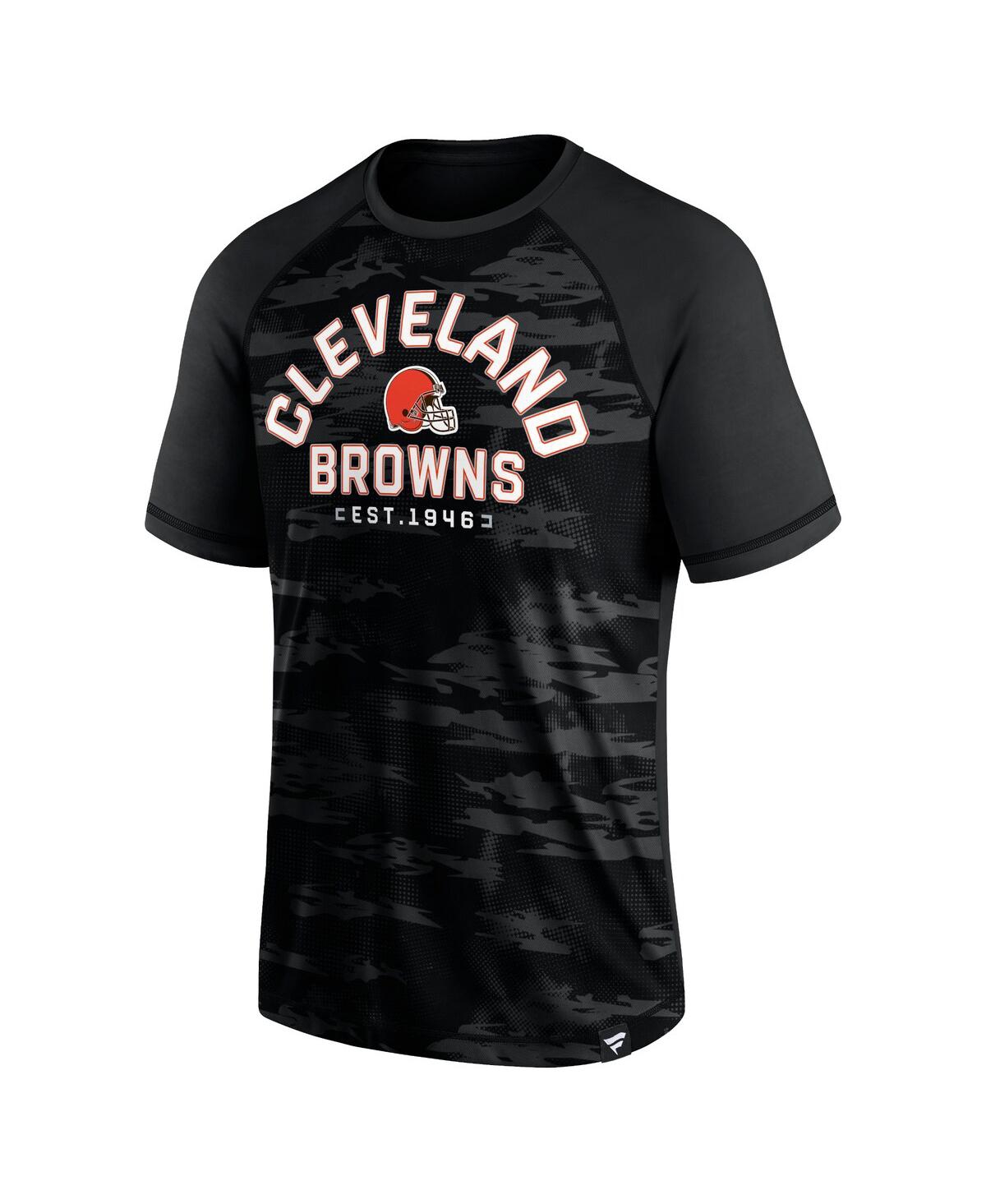 Shop Fanatics Men's  Cleveland Browns Blackout Hail Mary Raglan T-shirt