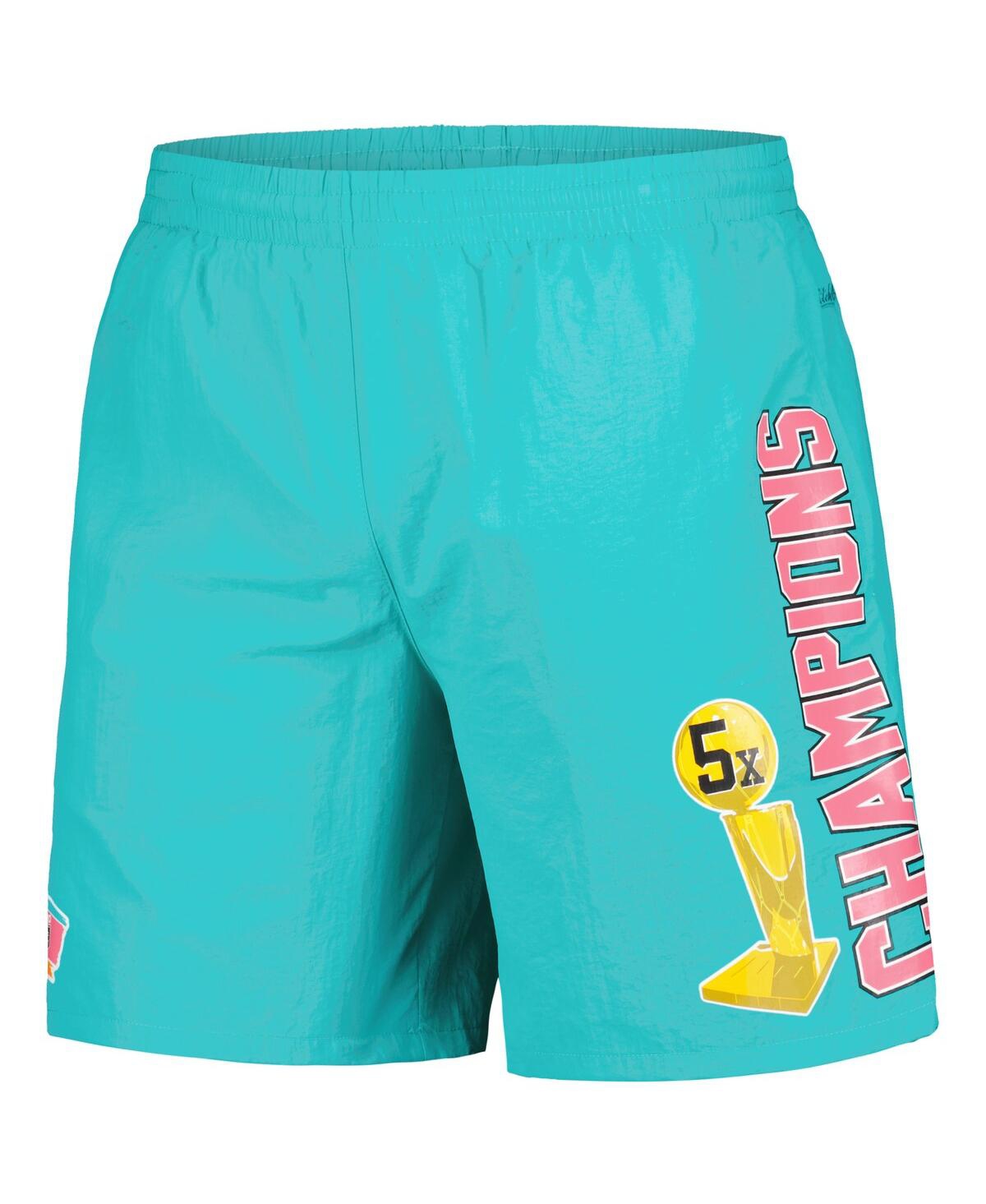 Shop Mitchell & Ness Men's  Teal San Antonio Spurs 5x Champions Heritage Shorts