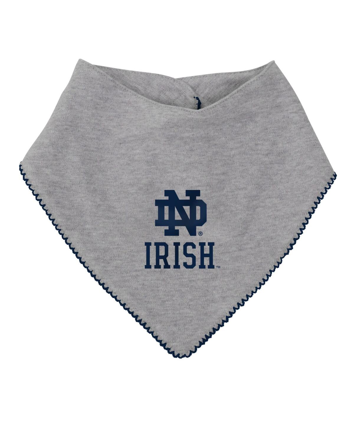 Outerstuff Girls Newborn And Infant Navy, Heather Gray Notre Dame Fighting Irish All The Love Bodysuit Bib And In Navy,heather Gray