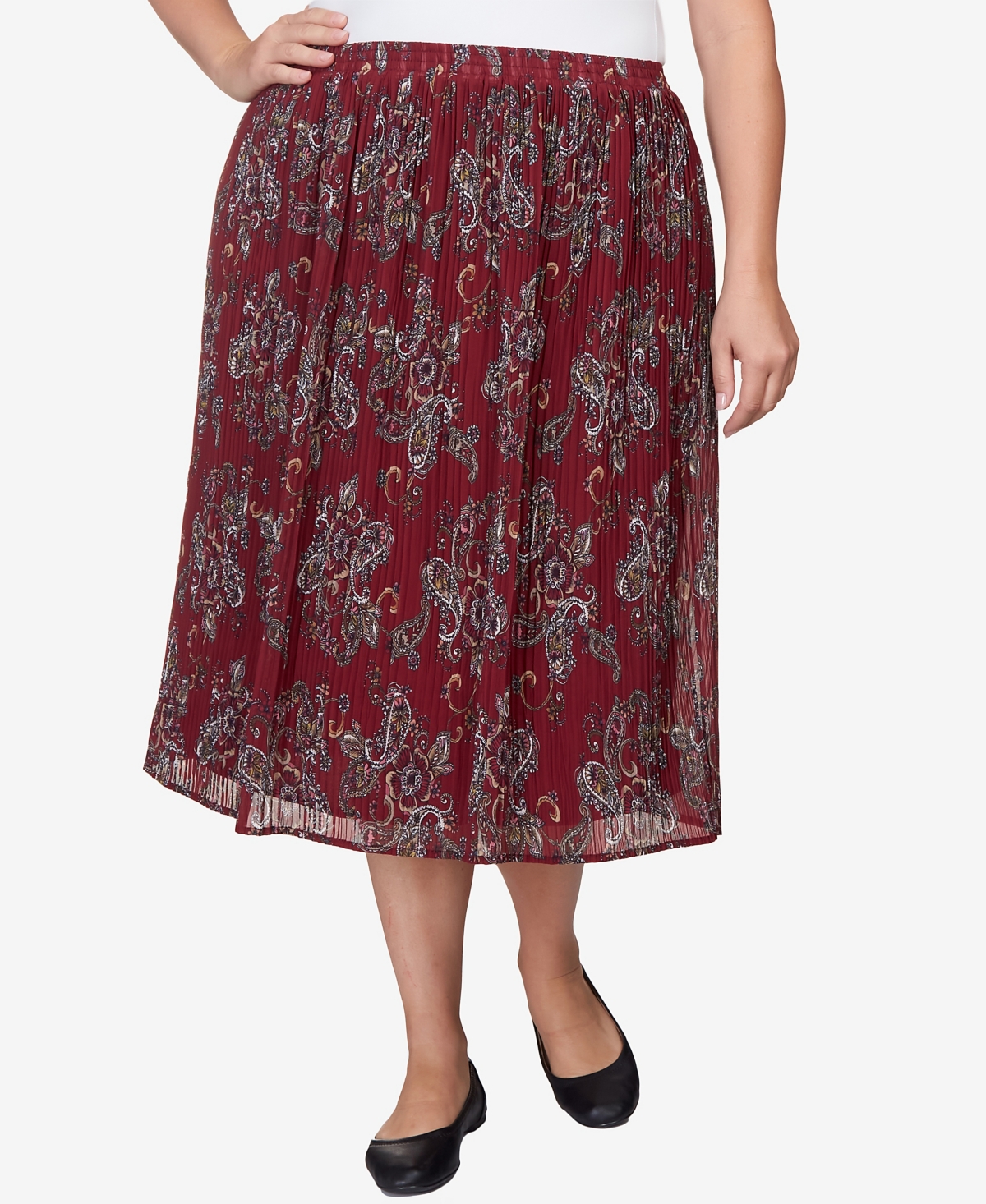 Shop Alfred Dunner Plus Size Mulberry Street Casual Midi Paisley Skirt
