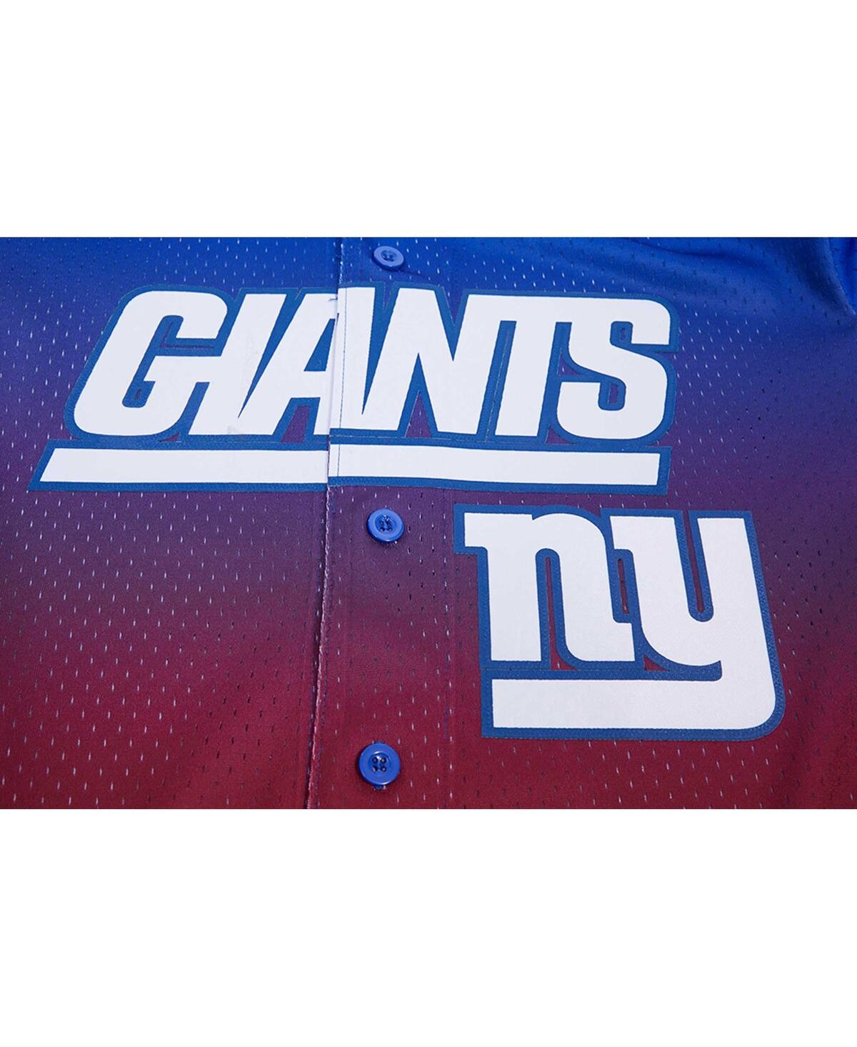 PRO STANDARD MEN'S PRO STANDARD ROYAL, RED NEW YORK GIANTS OMBRE MESH BUTTON-UP SHIRT 