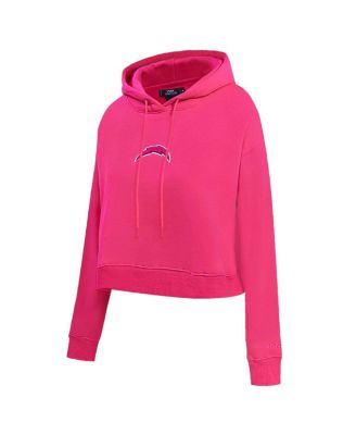 Women's Los Angeles Chargers Triple Pink Cropped Pullover Hoodie
