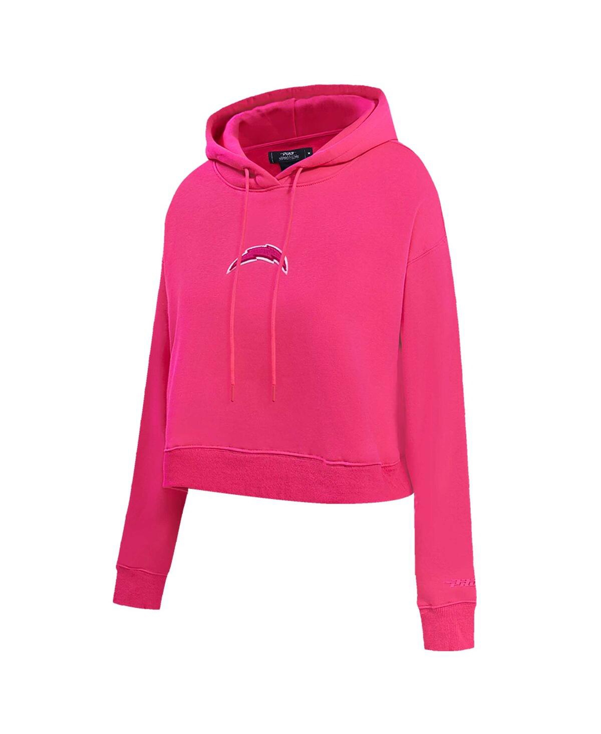 Shop Pro Standard Women's  Los Angeles Chargers Triple Pink Cropped Pullover Hoodie