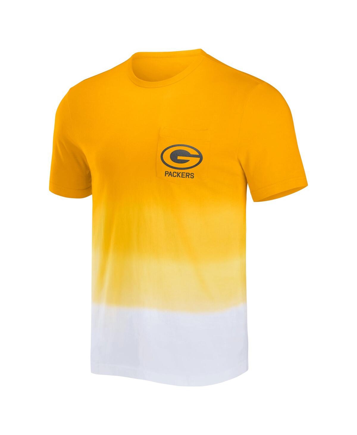 Fanatics Men's Nfl X Darius Rucker Collection By  Gold, White Green Bay Packers Dip Dye Pocket T-shir In Gold,white
