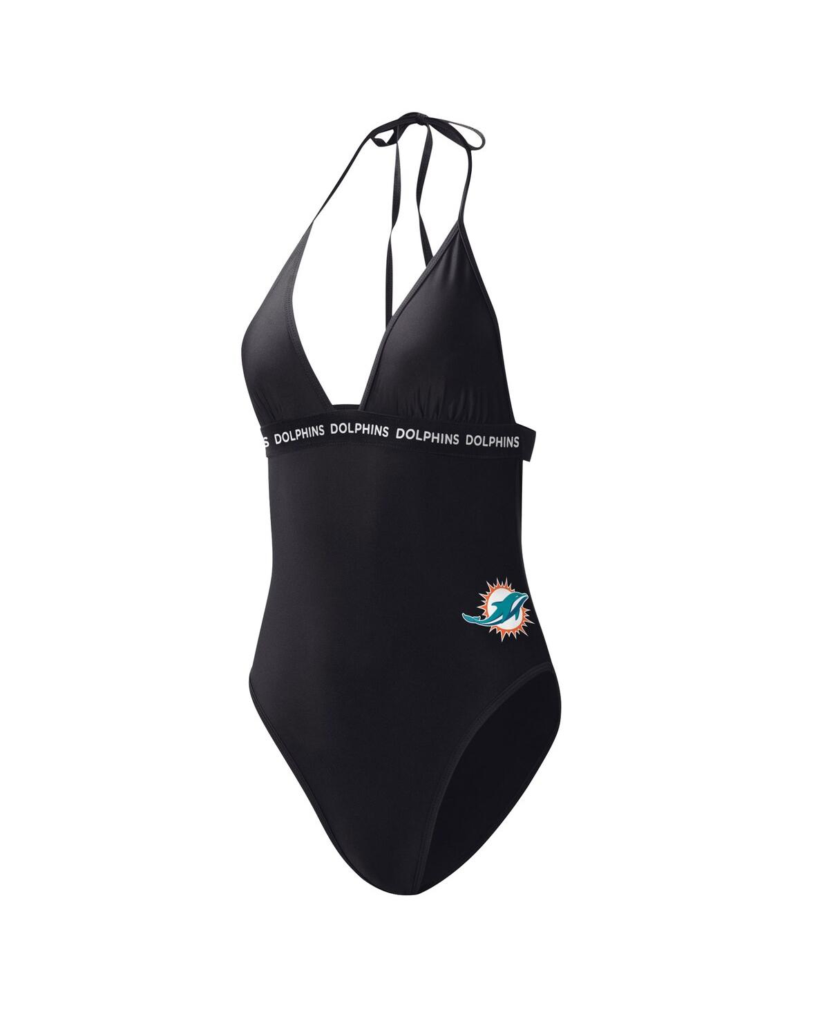 G-iii 4her By Carl Banks Black Miami Dolphins Full Count One-piece Swimsuit In Black