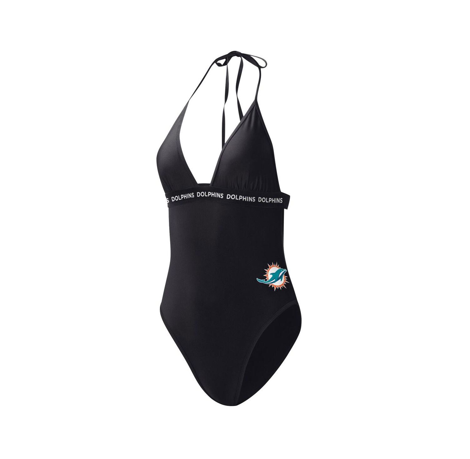 Women's Black Miami Dolphins Full Count One-Piece Swimsuit