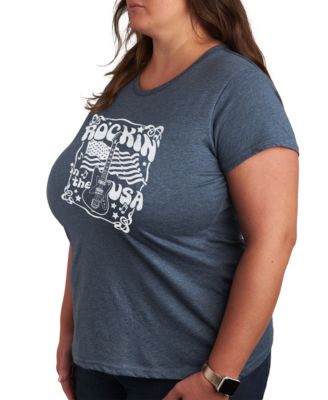 Trendy Plus Size Rockin' in the USA Graphic T-shirt